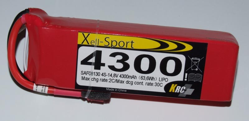 Lipo Xell-Sport 14,8V 4300MAH 4S 30C (pezzi un.)