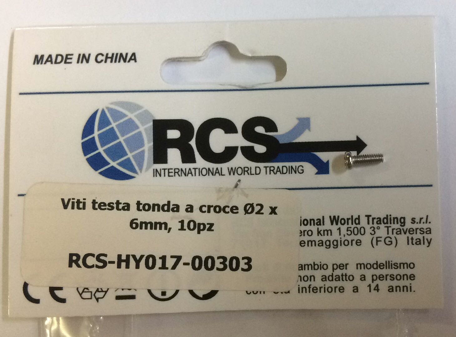 VITI TESTA TONADA A CROCE 2X6mm 10 PZ