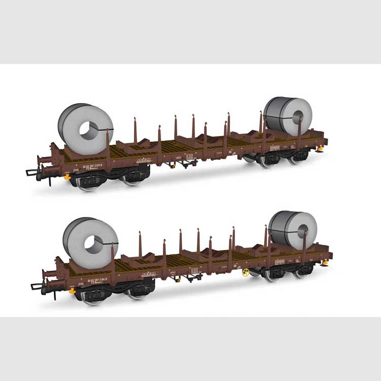 FS 2-unit pack of Rhmms-x flat wagons, loaded with coils