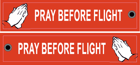 Keyholder with PRAY BEFORE FLIGHT on both sides - red background (MegaKey KEY-PRAY-RED)